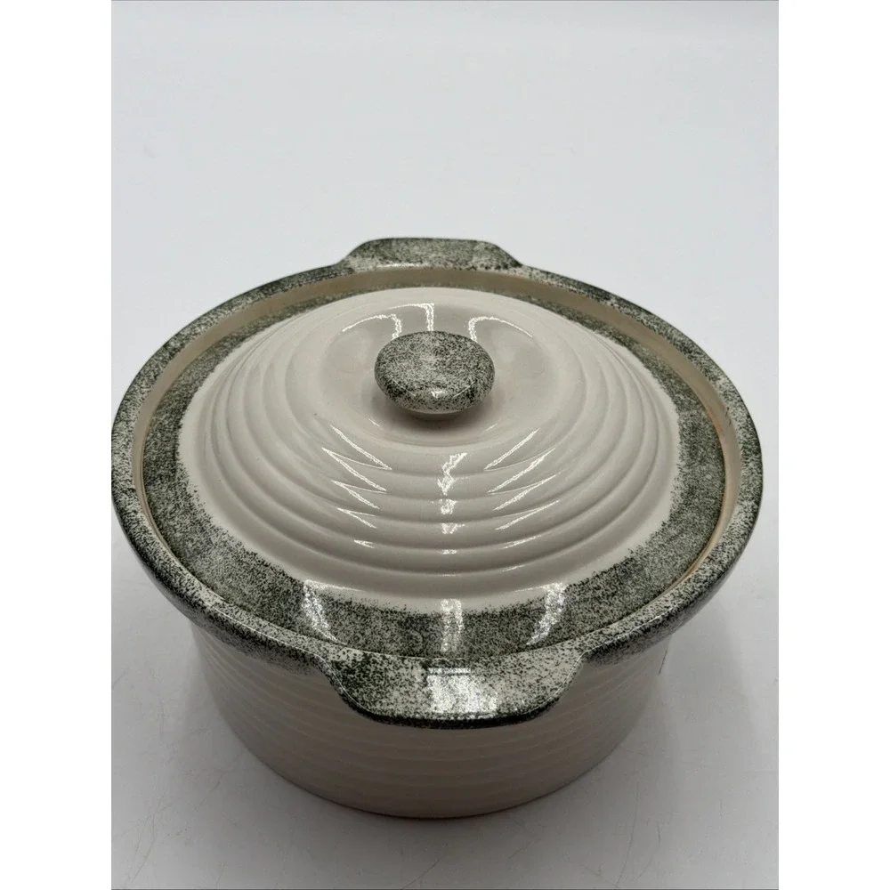 Vintage Alco Industries Round Stoneware Rooster Casserole Dish W/Lid Countryside